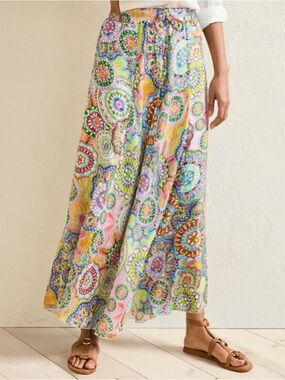 Johnny Was Silk Kiki A Line Maxi Skirt Naperron Print Lined 2XL NWT $340 Multi